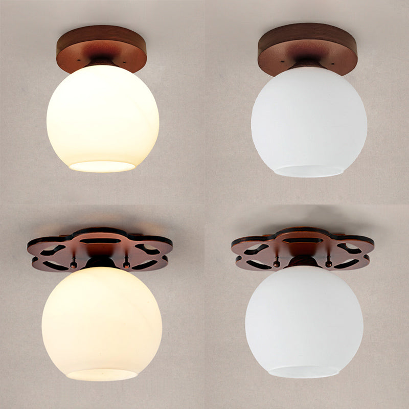 Plafonnier en verre marron de simplicité moderne, montage encastré en bois Golbe pour couloir