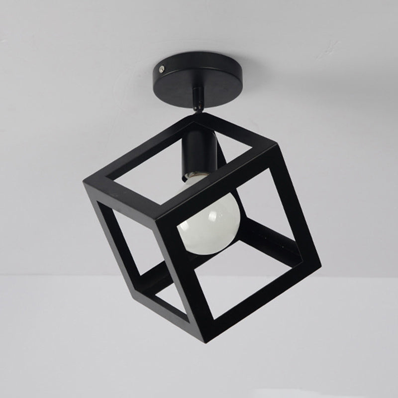 Plafoniera da incasso geometrica nera in stile creativo industriale in ferro battuto per corridoio