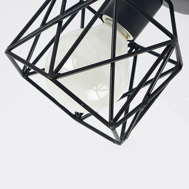 Plafonnier à cadre en fer de style vintage industriel, plafonnier d'intérieur géométrique noir