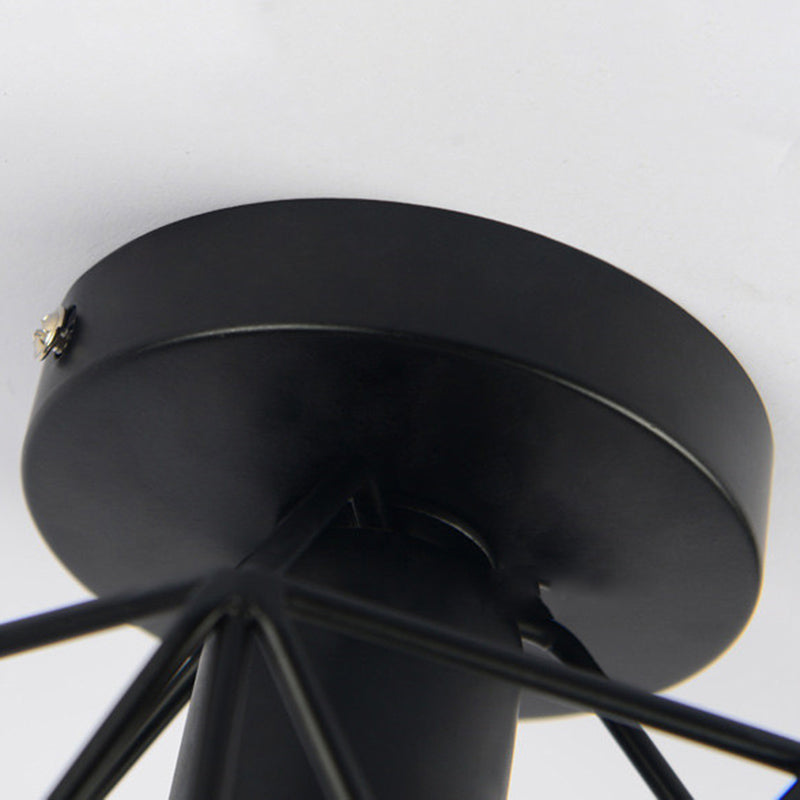 Plafonnier à cadre en fer de style vintage industriel, plafonnier d'intérieur géométrique noir
