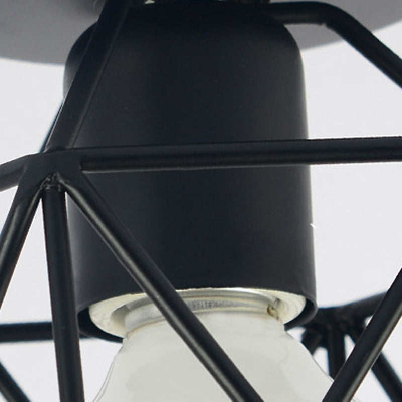 Plafonnier à cadre en fer de style vintage industriel, plafonnier d'intérieur géométrique noir