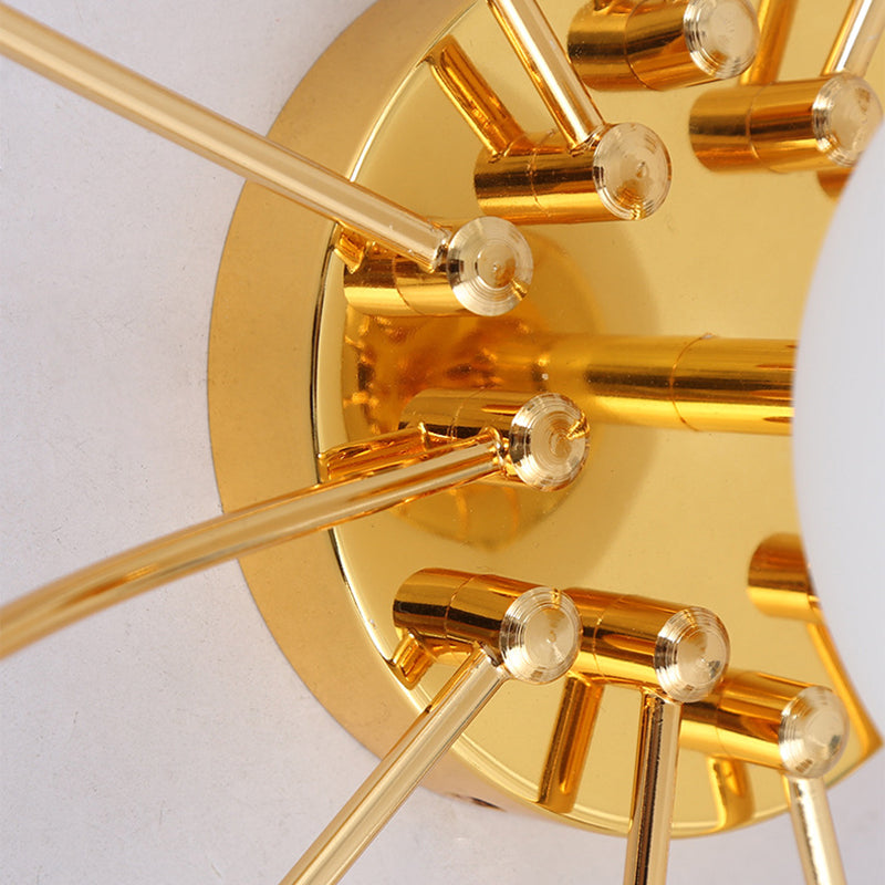 Plafonnier radial artistique moderne en fer forgé avec abat-jour en verre coloré