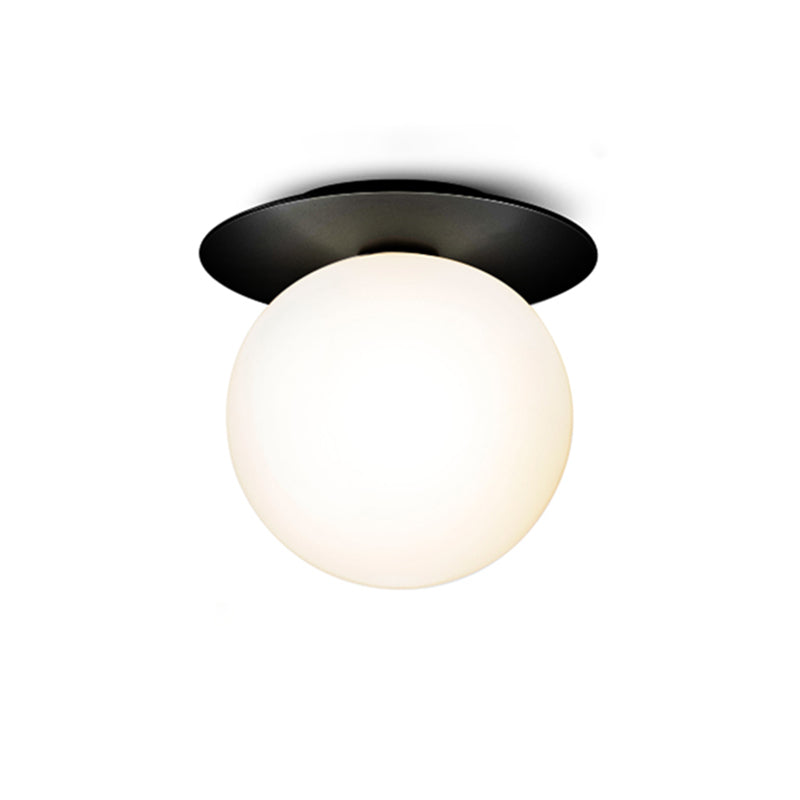 Lámpara de techo de cristal Globe, montaje empotrado de hierro forjado de estilo moderno y conciso para pasillo