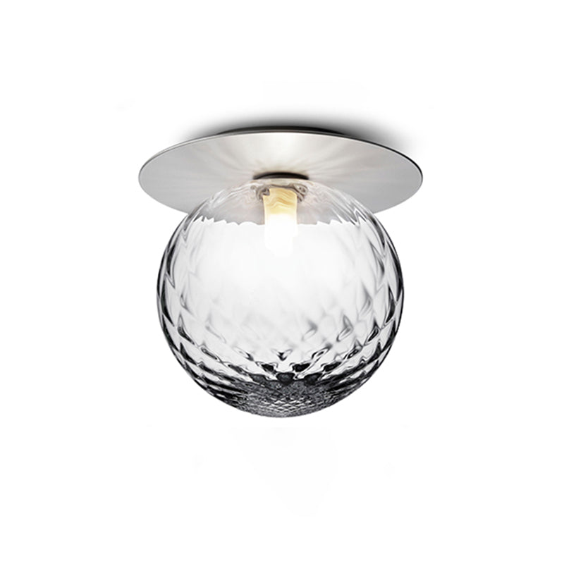 Lámpara de techo de cristal Globe, montaje empotrado de hierro forjado de estilo moderno y conciso para pasillo