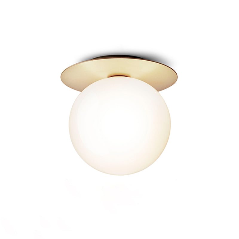 Lámpara de techo de cristal Globe, montaje empotrado de hierro forjado de estilo moderno y conciso para pasillo