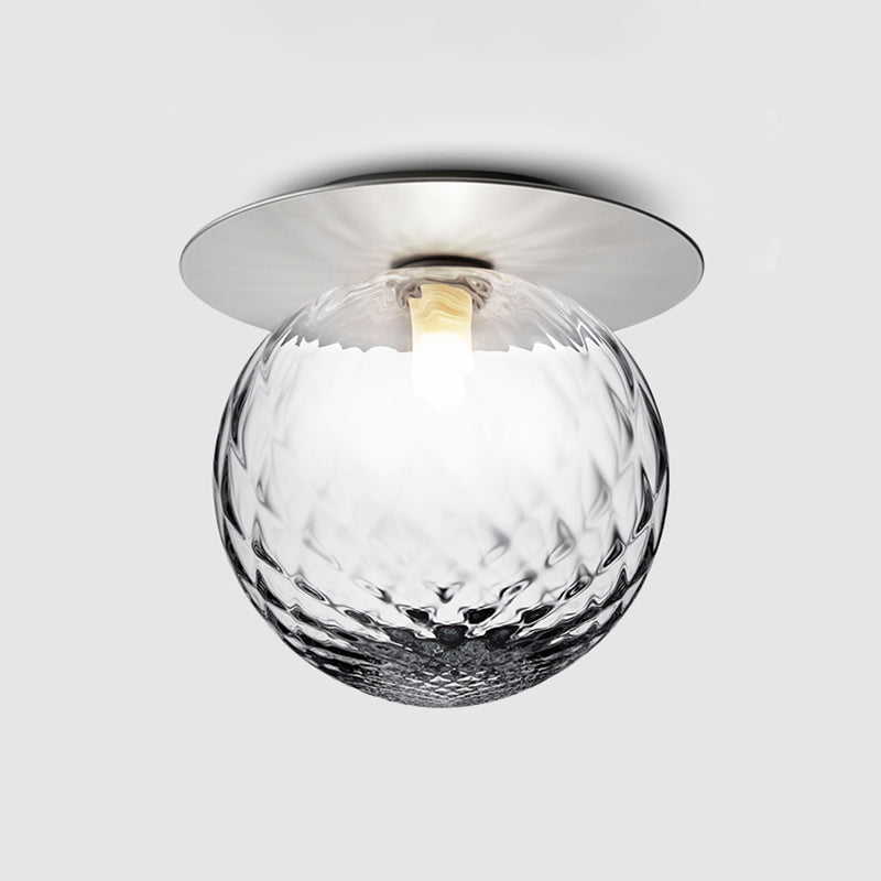 Lámpara de techo de cristal Globe, montaje empotrado de hierro forjado de estilo moderno y conciso para pasillo