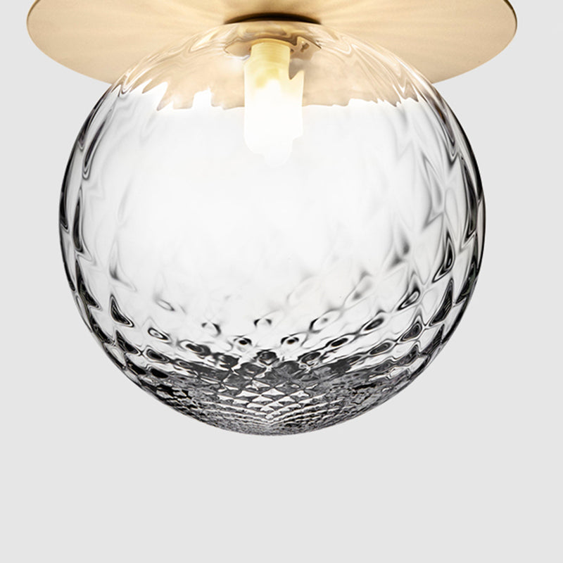 Lámpara de techo de cristal Globe, montaje empotrado de hierro forjado de estilo moderno y conciso para pasillo