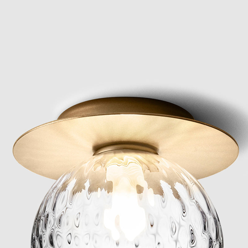 Lámpara de techo de cristal Globe, montaje empotrado de hierro forjado de estilo moderno y conciso para pasillo