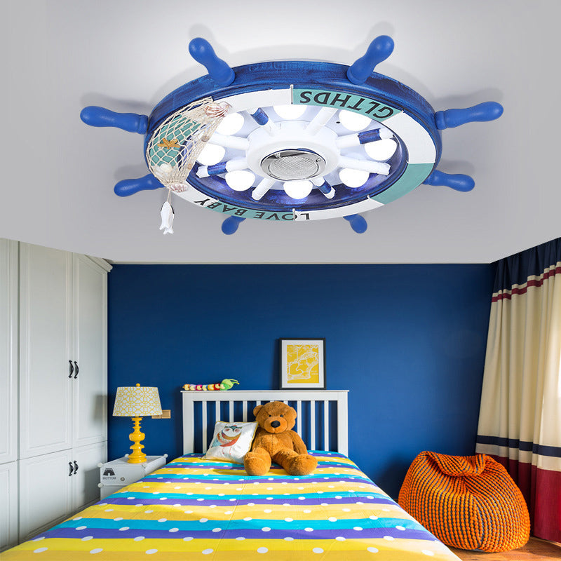 Plafonnier LED bleu en métal pour enfants, luminaire de plafond pour chambre d'enfant