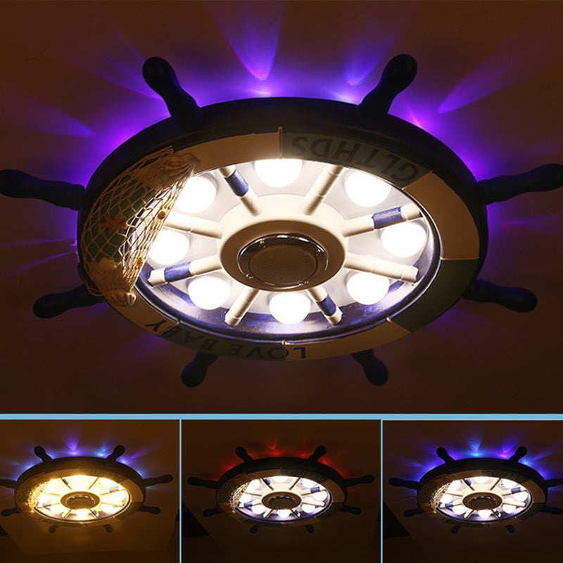 Plafonnier LED bleu en métal pour enfants, luminaire de plafond pour chambre d'enfant