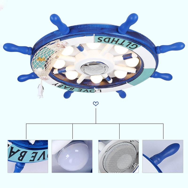 Plafonnier LED bleu en métal pour enfants, luminaire de plafond pour chambre d'enfant