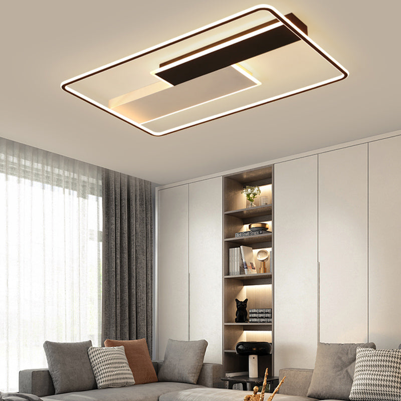 Minimalisme LED Metal Flush Light Black Flush Mount Ceiling Light for Living Room