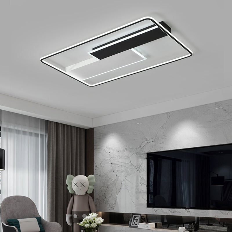 Minimalisme LED Metal Flush Light Black Flush Mount Ceiling Light for Living Room