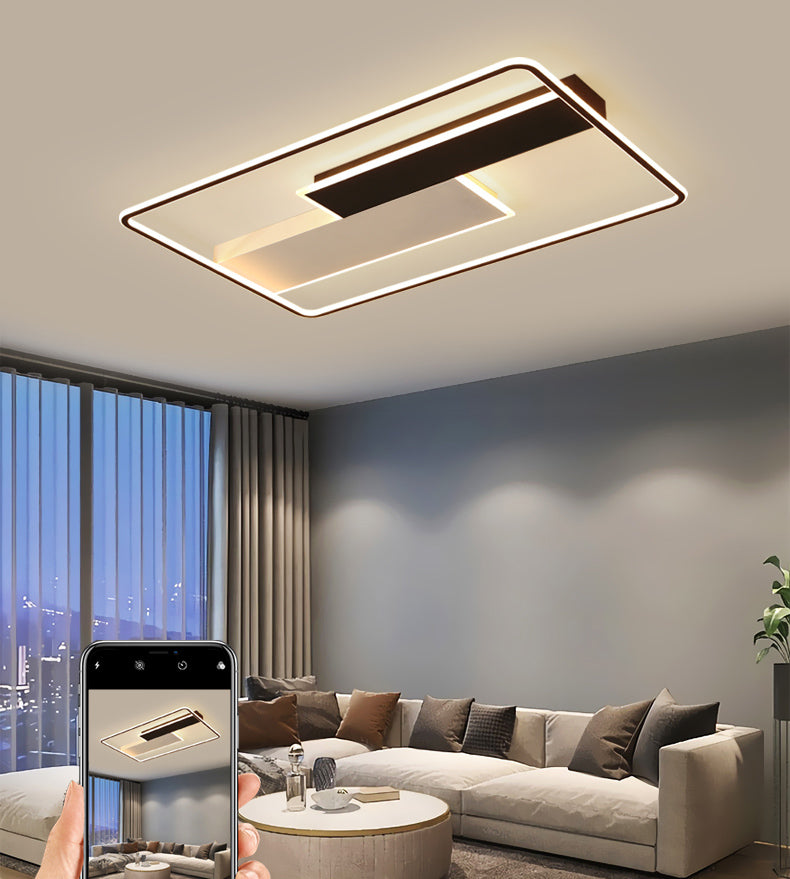 Minimalisme LED Metal Flush Light Black Flush Mount Ceiling Light for Living Room