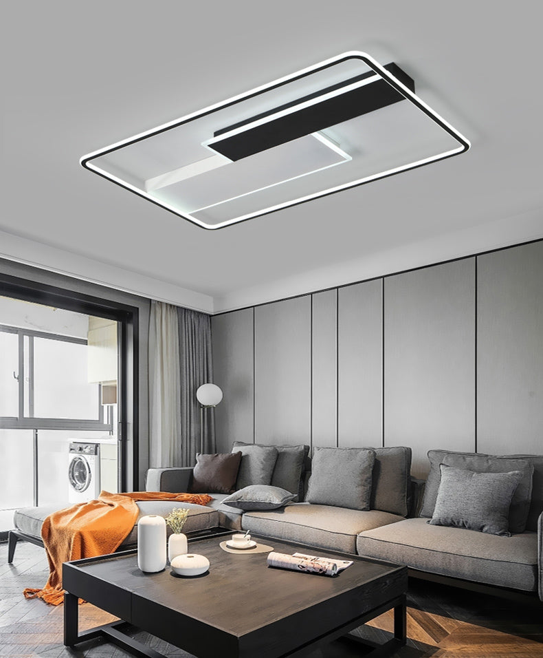 Minimalisme LED Metal Flush Light Black Flush Mount Ceiling Light for Living Room