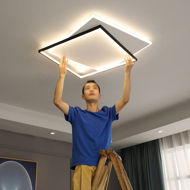 Moderne métal LED encastré luminaire salon géométrique plafond suspendu encastré