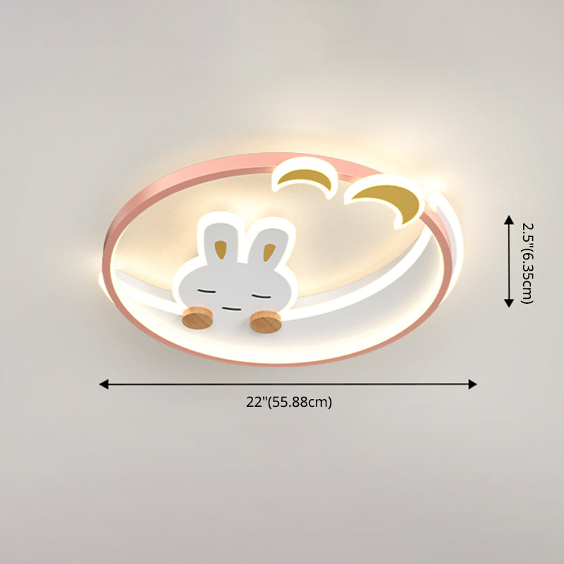 Plafonnier LED à 1 lumière en forme de lapin en métal pour chambre d'enfant