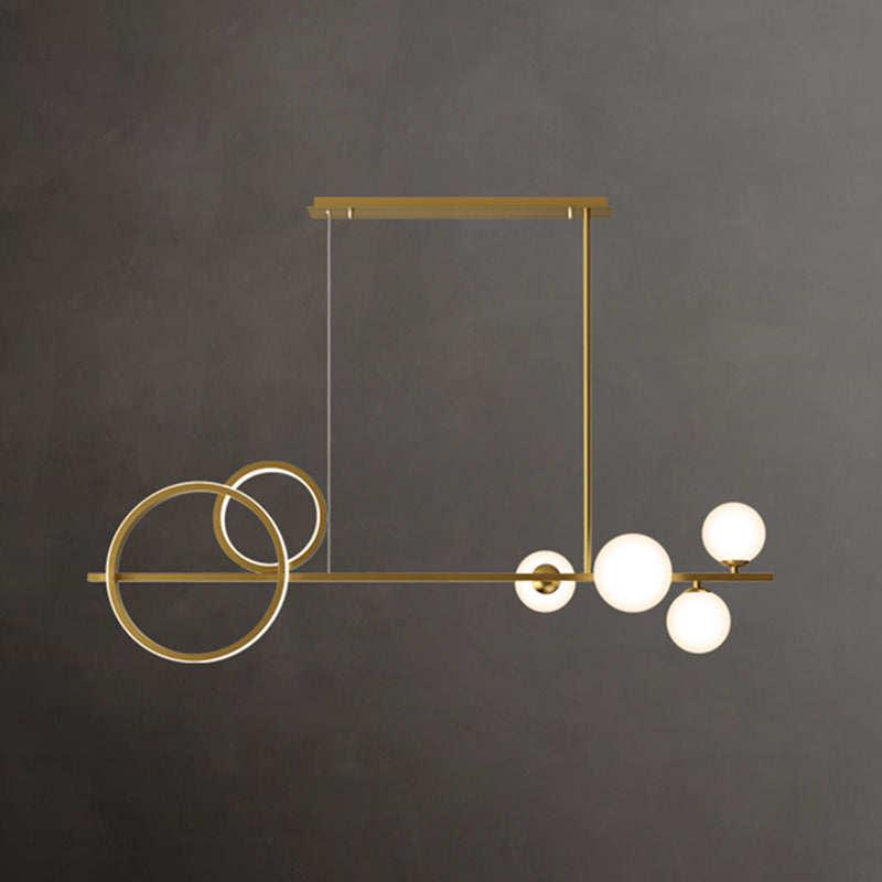 Modern LED Island Lighting Linear Glass Chandelier Light Fixture for Dining Room