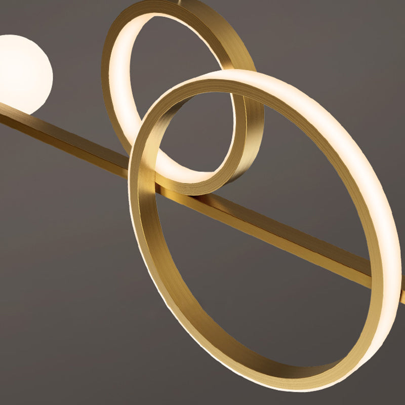 Modern LED Island Lighting Linear Glass Chandelier Light Fixture for Dining Room