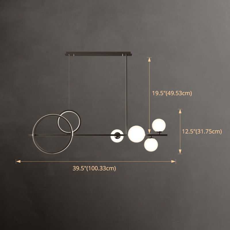 Modern LED Island Lighting Linear Glass Chandelier Light Fixture for Dining Room