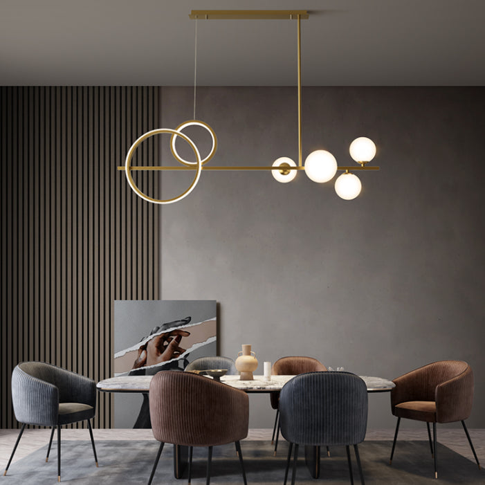 Modern LED Island Lighting Linear Glass Chandelier Light Fixture for Dining Room