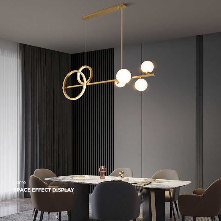 Modern LED Island Lighting Linear Glass Chandelier Light Fixture for Dining Room