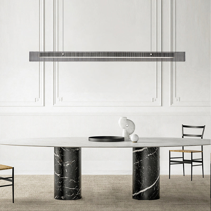 Dining Room Nordic Modern Island Light Fixture LED Linear Glass Pendant Light