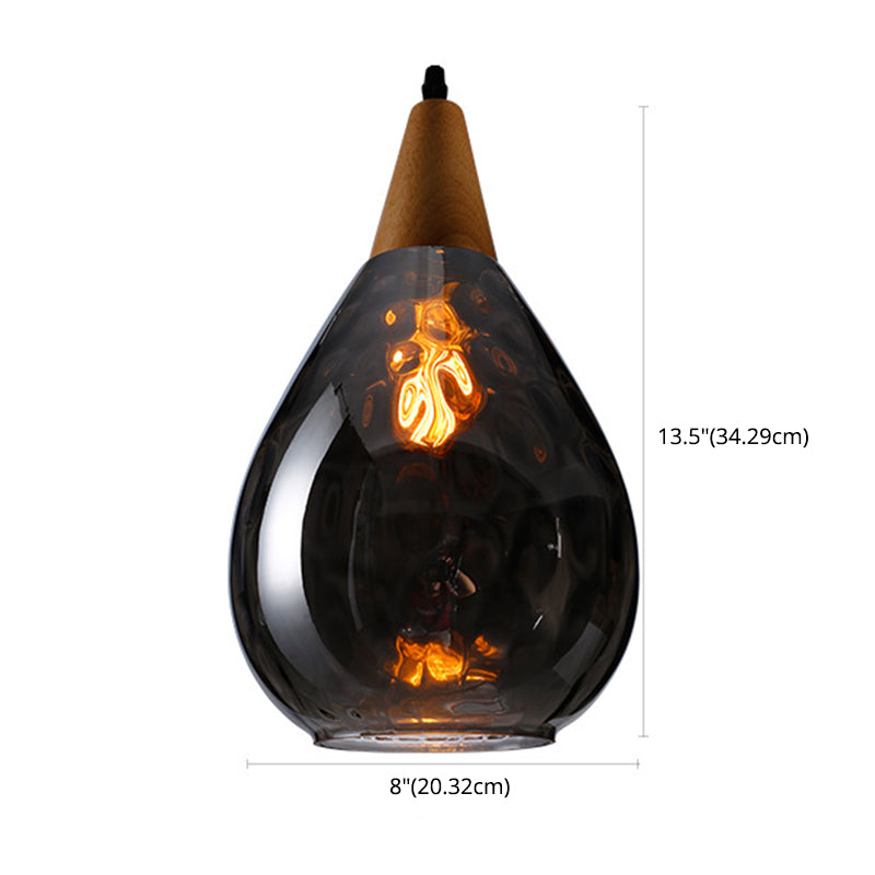 Cortique créatif moderne simple Cone en bois léger lampe suspendue avec une teinte en verre