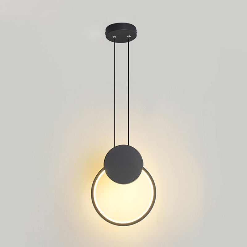 Moderne minimalistische LED -hanglampje Smeedijzeren geometrische hanglamp met acrylschaduw