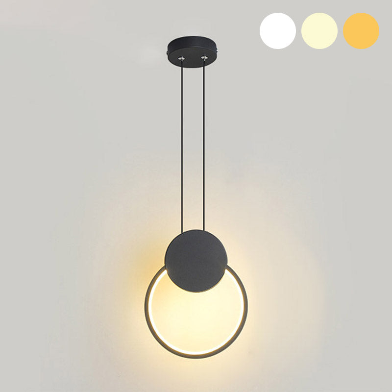 Moderne minimalistische LED -hanglampje Smeedijzeren geometrische hanglamp met acrylschaduw