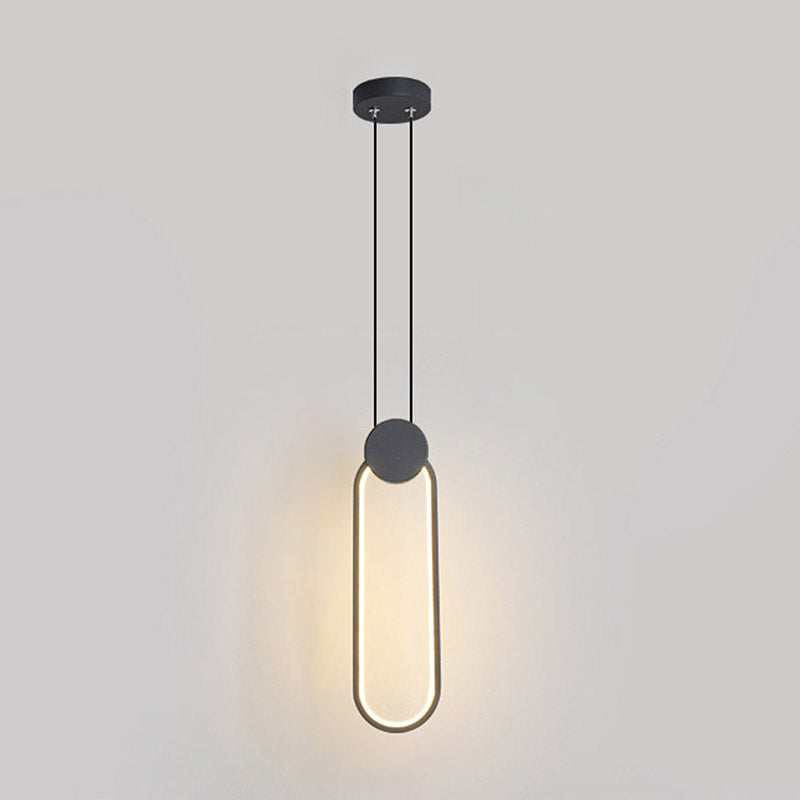 Moderne minimalistische LED -hanglampje Smeedijzeren geometrische hanglamp met acrylschaduw