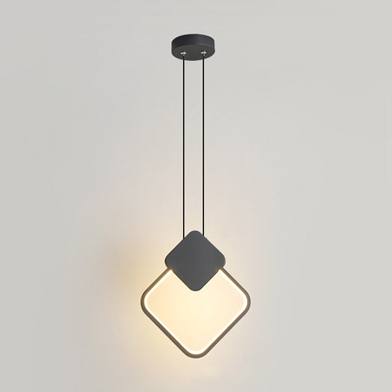 Moderne minimalistische LED -hanglampje Smeedijzeren geometrische hanglamp met acrylschaduw