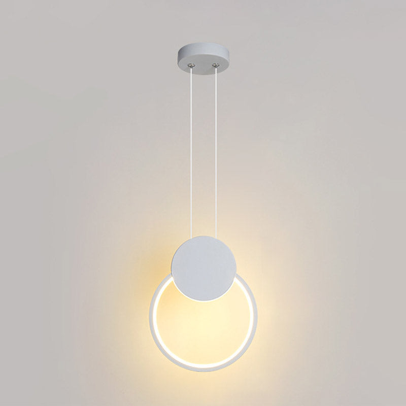 Moderne minimalistische LED -hanglampje Smeedijzeren geometrische hanglamp met acrylschaduw