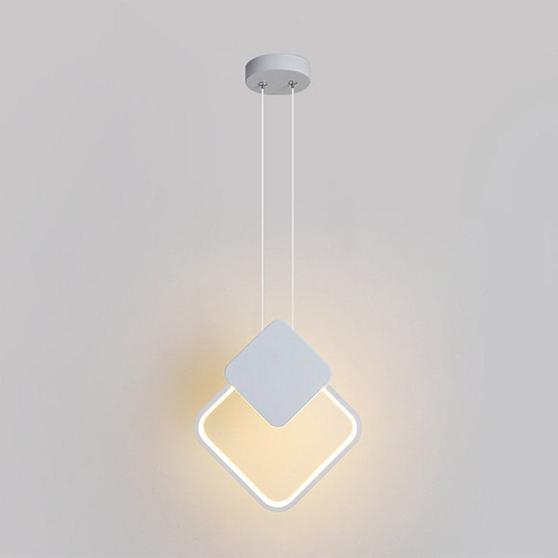 Moderne minimalistische LED -hanglampje Smeedijzeren geometrische hanglamp met acrylschaduw