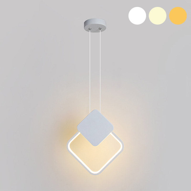 Moderne minimalistische LED -hanglampje Smeedijzeren geometrische hanglamp met acrylschaduw