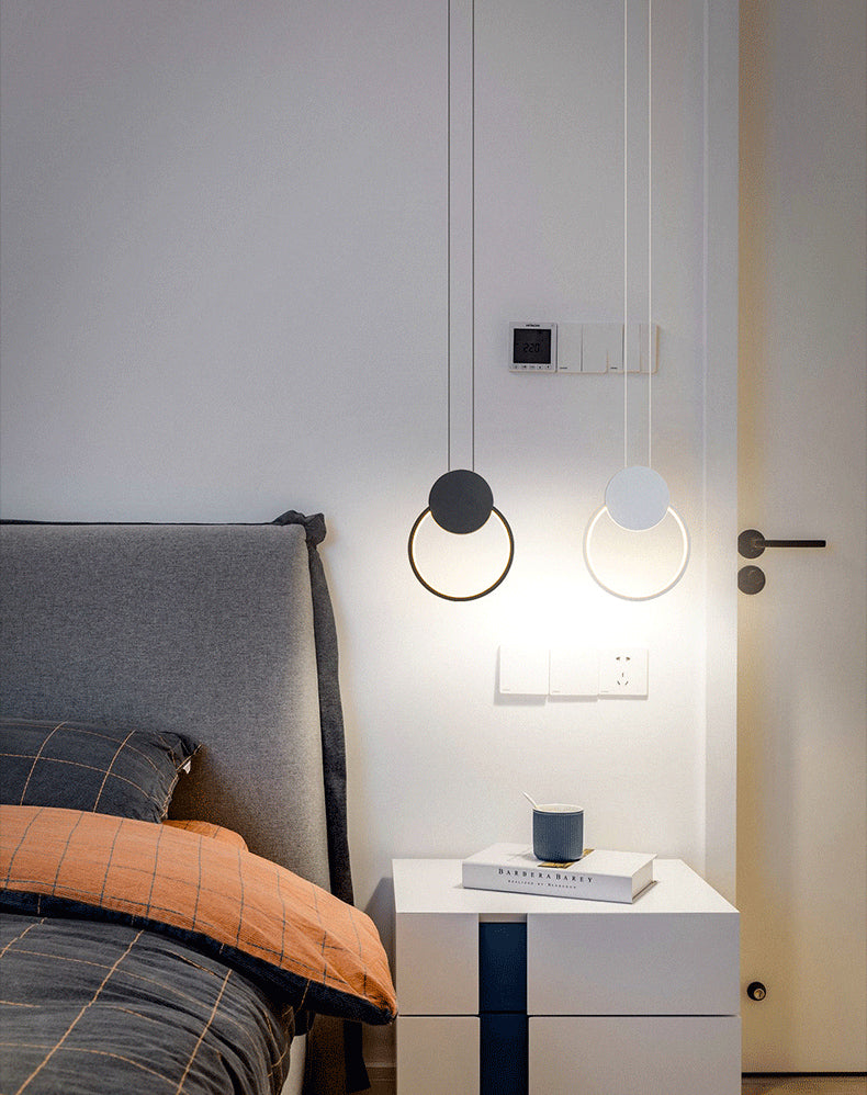 Moderne minimalistische LED -hanglampje Smeedijzeren geometrische hanglamp met acrylschaduw