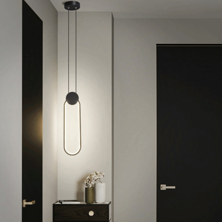 Moderne minimalistische LED -hanglampje Smeedijzeren geometrische hanglamp met acrylschaduw