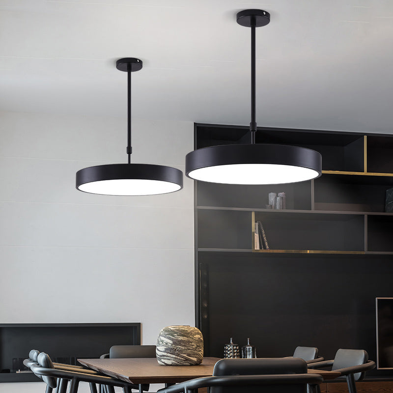 Modern Minimalist Office LED Hanging Lamp Wrought Iron Circular Pendant Light with Acrylic Shade