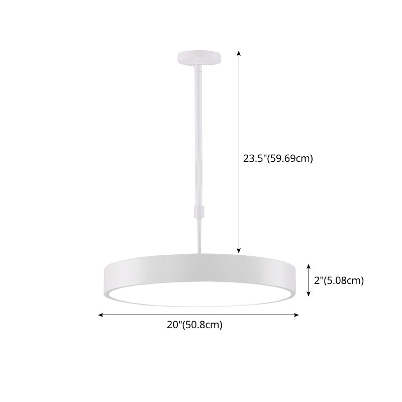 Modern Minimalist Office LED Hanging Lamp Wrought Iron Circular Pendant Light with Acrylic Shade