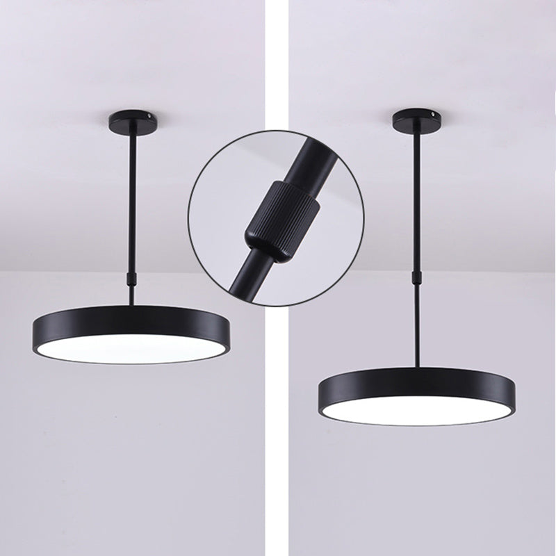 Modern Minimalist Office LED Hanging Lamp Wrought Iron Circular Pendant Light with Acrylic Shade