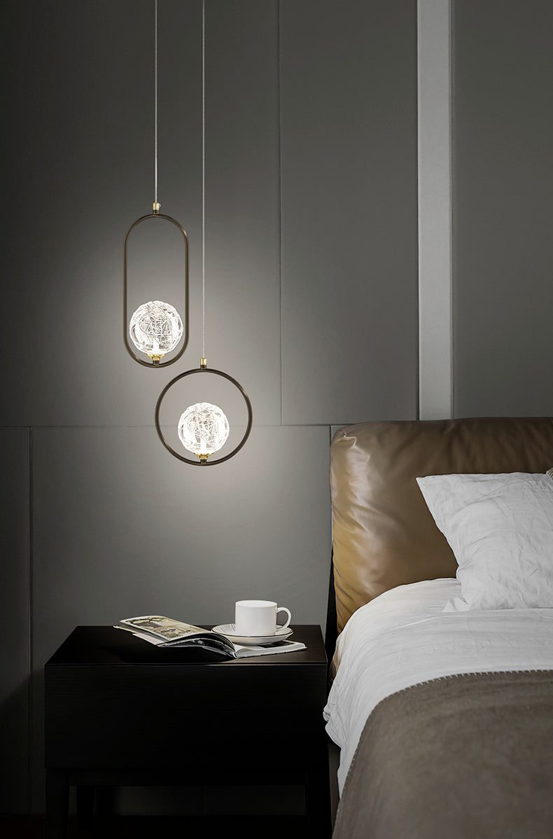 Zeitgenössische globale hängende Lichtkit Glas 1-Licht Deckenleuchte für Schlafzimmer