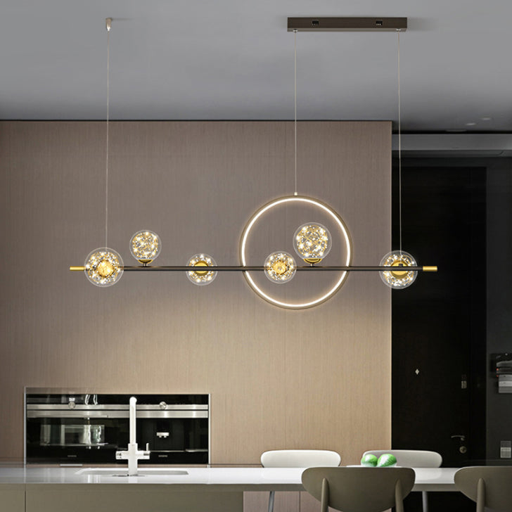 7 îlot de cuisine légère pendentif lustre linéaire Éclairage de l'île contemporaine