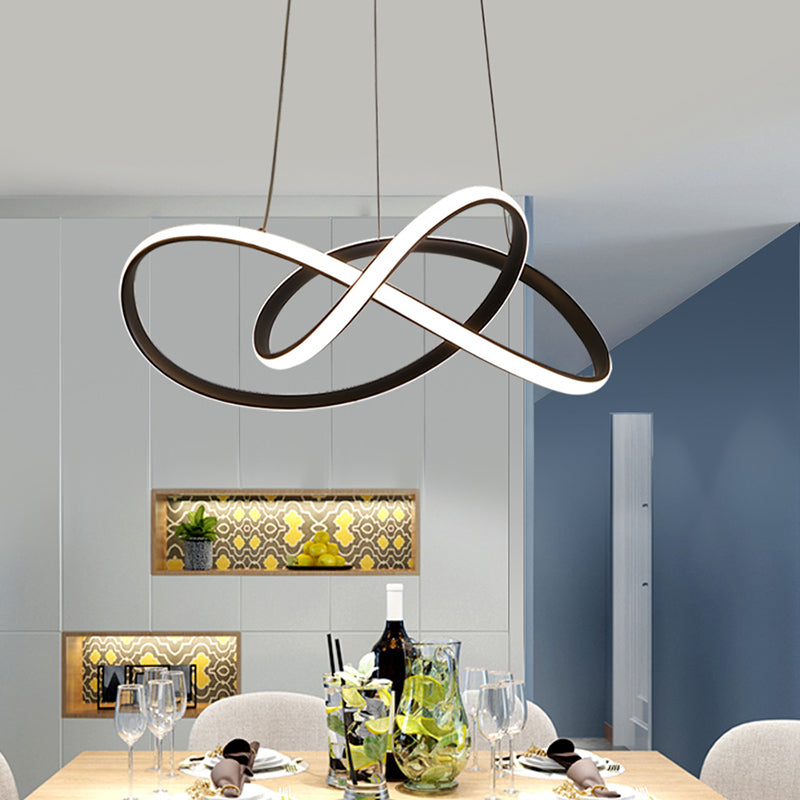 Black Twisted LED Ceiling Lamp Modern Acrylic Lighting for Living Room Bedroom