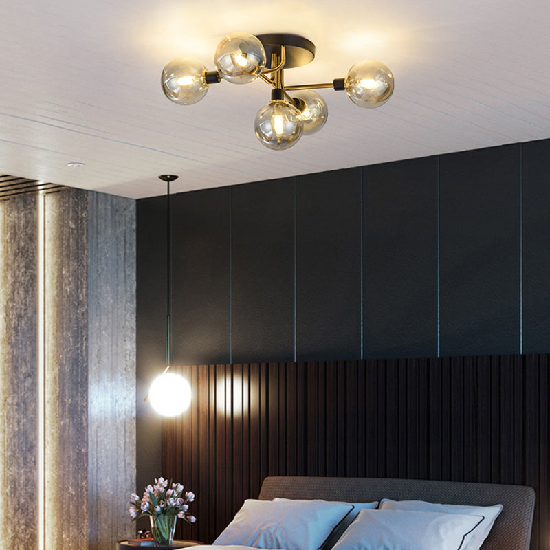 Plafonnier encastré contemporain avec abat-jour en verre pour salon et chambre à coucher
