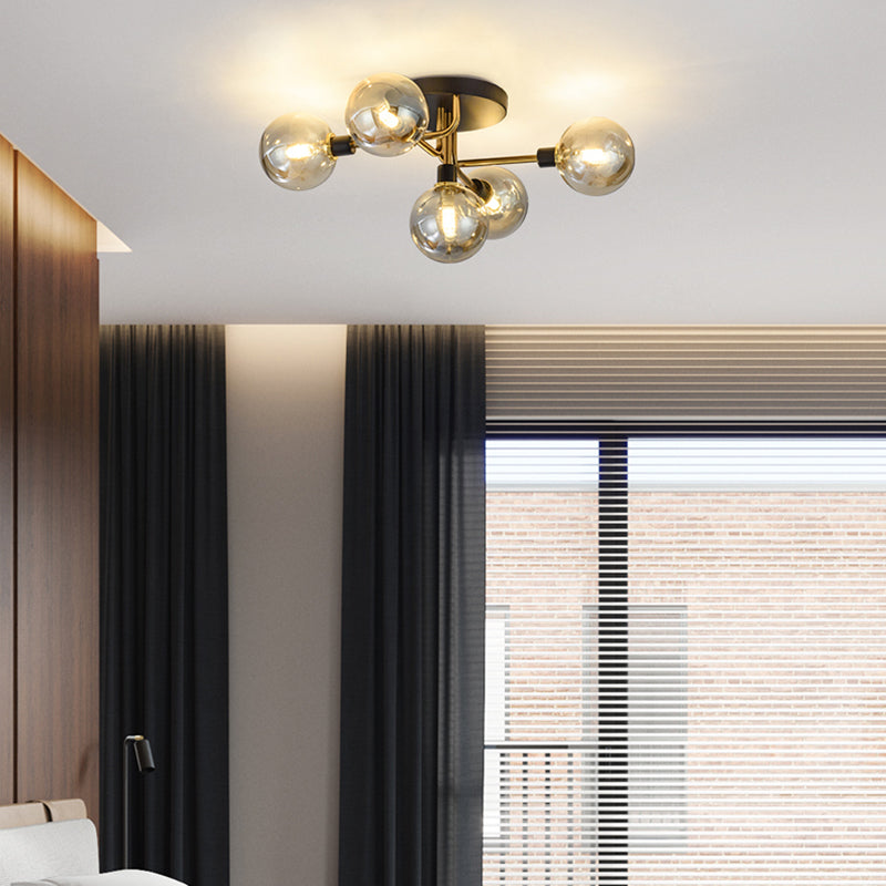 Plafonnier encastré contemporain avec abat-jour en verre pour salon et chambre à coucher
