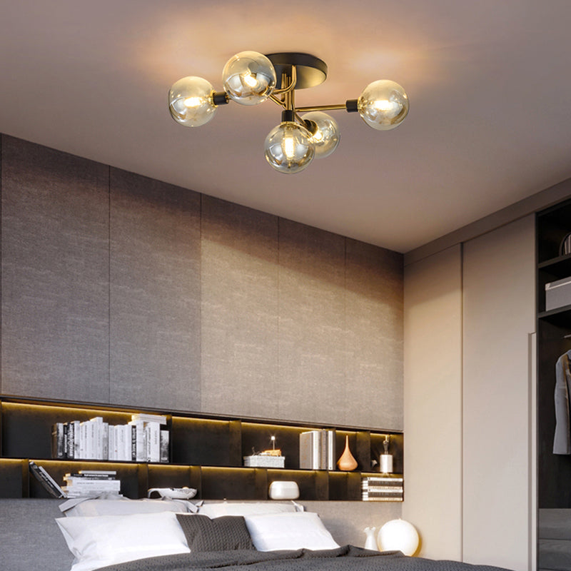 Plafonnier encastré contemporain avec abat-jour en verre pour salon et chambre à coucher