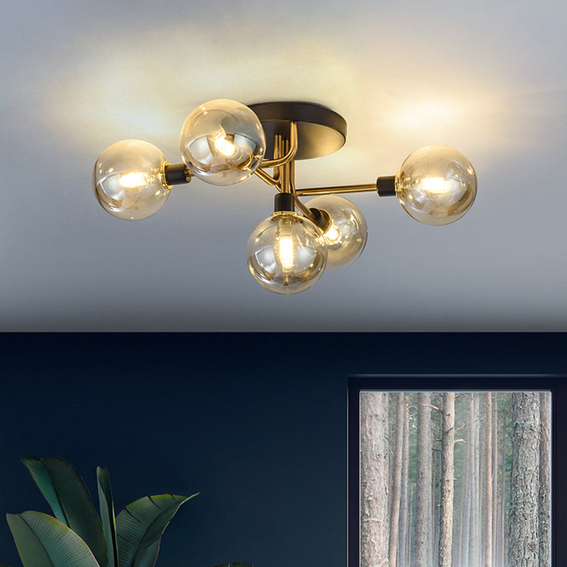 Plafonnier encastré contemporain avec abat-jour en verre pour salon et chambre à coucher