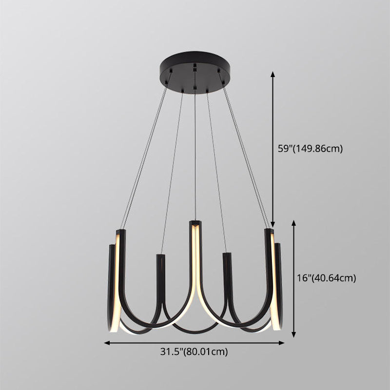 Modern Style Simplicity Line Chandelier Acrylic LED Pendant Light for Living Room