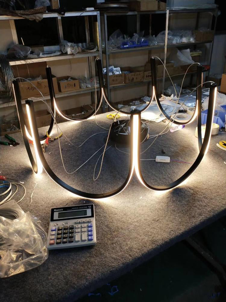 Modern Style Simplicity Line Chandelier Acrylic LED Pendant Light for Living Room