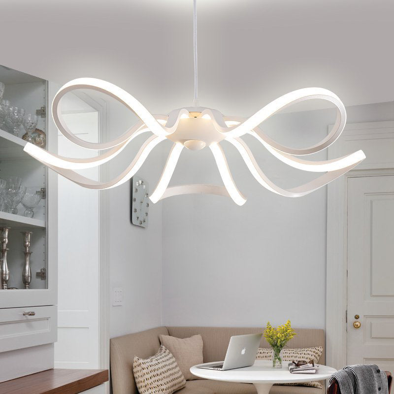 Modern Simple Flower Chandelier Lamp Aluminum LED Hanging Light for Dining Room